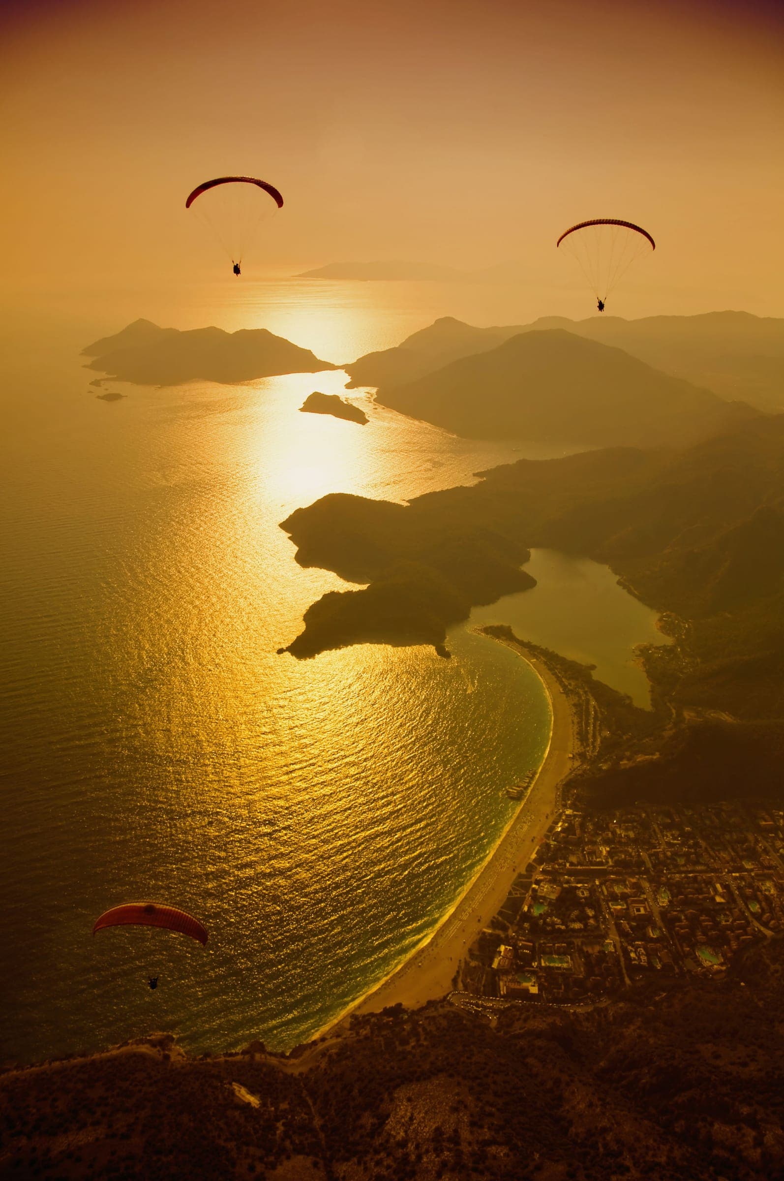 The Ölüdeniz coastline in golden light